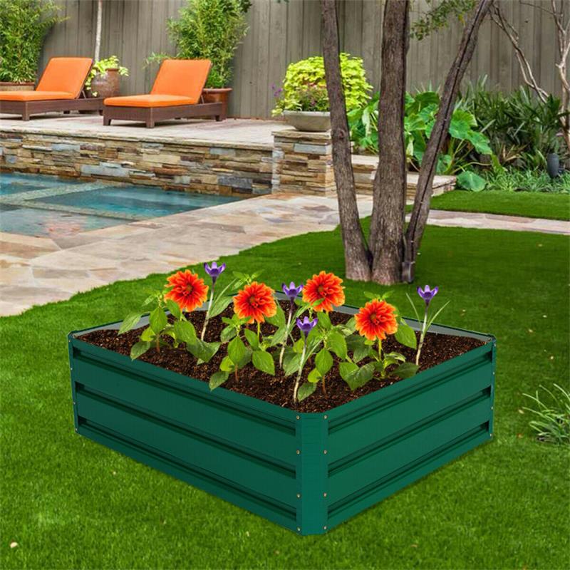 Plantadores de canteiros elevados de metal quadrado