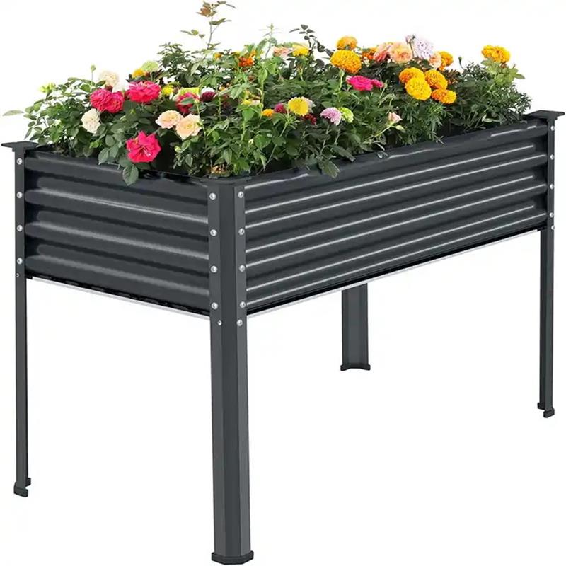 Cama de jardim elevada ao ar livre de metal