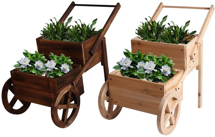 Canteiros elevados de madeira para jardim