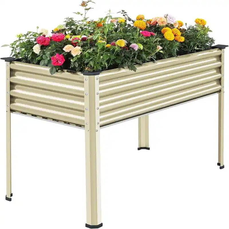 Cama de jardim elevada ao ar livre de metal