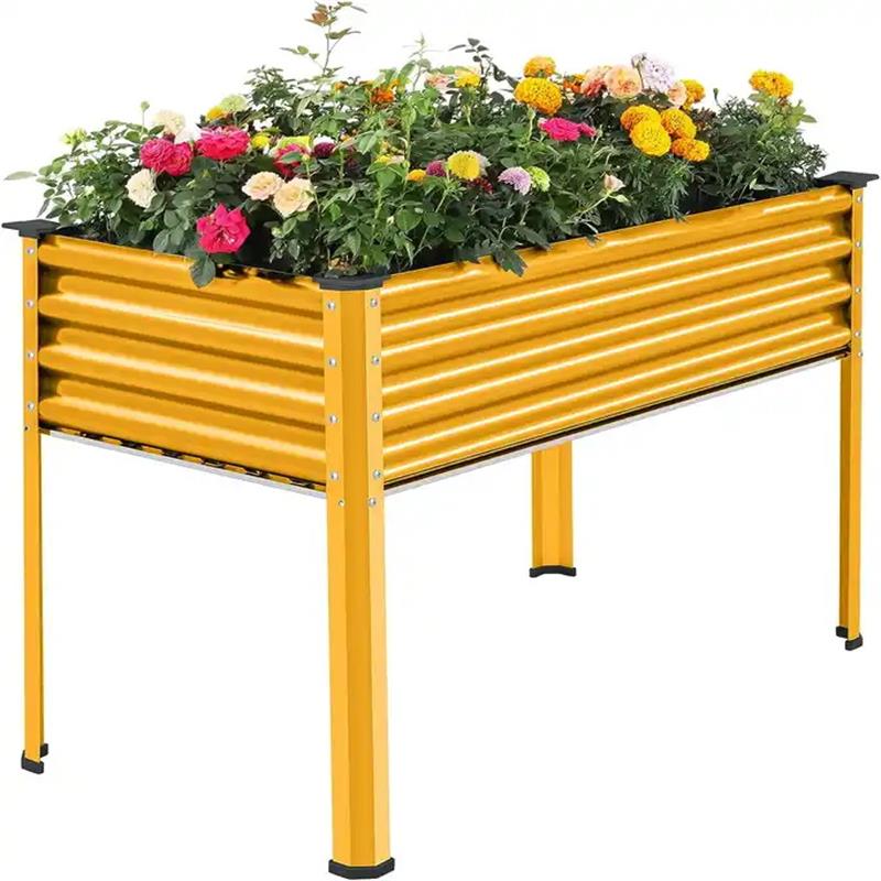 Cama de jardim elevada ao ar livre de metal